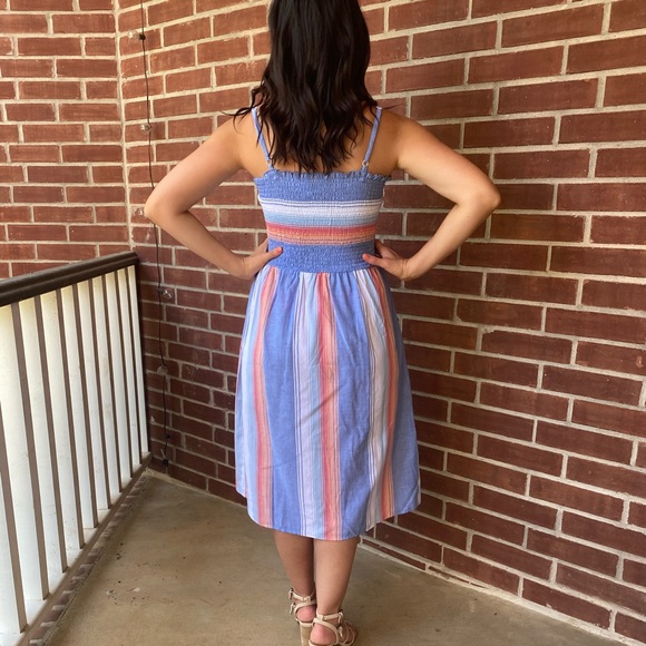 Blue Striped Midi Sun Dress - Picture 5 of 6